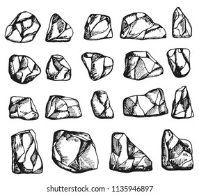 a set of monochrome vector stones. isolated