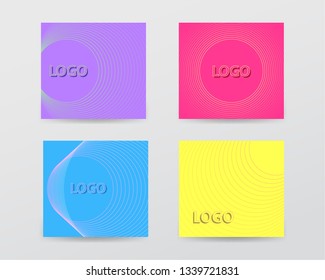 Set of monocolor abstract square banners templates with lines style