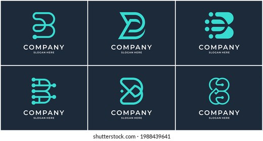 Set of monogram B logo template. Creative initial letter BB logo collection.