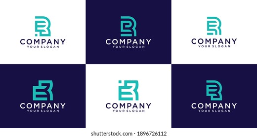 Set of monogram creative letter R logo template. icons for business of luxury, elegant, simple