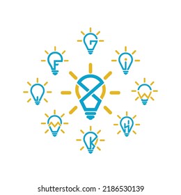 Set of Monogram from electric light bulb