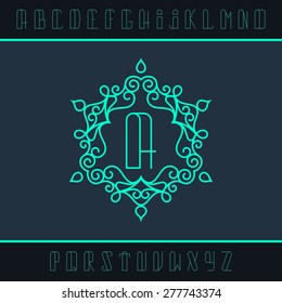 Set from the monogram and a font. Vector illustration