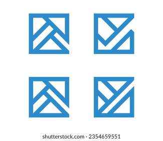 Set of monogram geometric outline logo vector design template