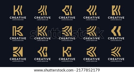 set of monogram initial K logo design with variation shapes.