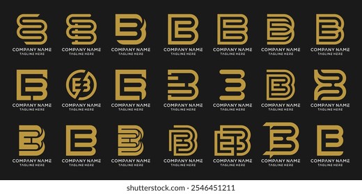 set of monogram initial letter EB BA logo design inspiration