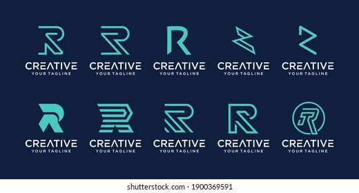 Set of monogram initial letter R RR logo template. icons for business of fashion, business, consulting, technology digital.