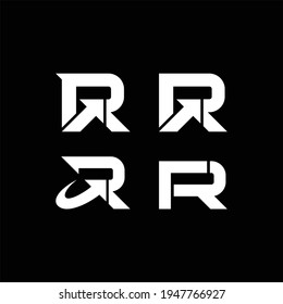 Set of monogram initial letter R RR logo vector template. icons, business, consulting, technology.