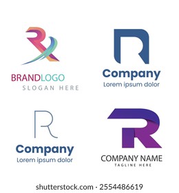 Set of monogram initial letter R RR logo template. icons for business of fashion, business, consulting, technology digital.