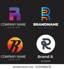 Set of monogram initial letter R RR logo template. icons for business of fashion, business, consulting, technology digital.