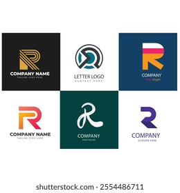 Set of monogram initial letter R RR logo template. icons for business of fashion, business, consulting, technology digital.