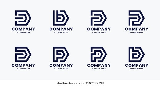 set of monogram letter D B P logo vector collection.