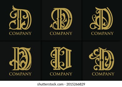 set monogram letter d vintage collection