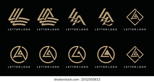 set of monogram letter LA logo design. set bundle collection graphic vector