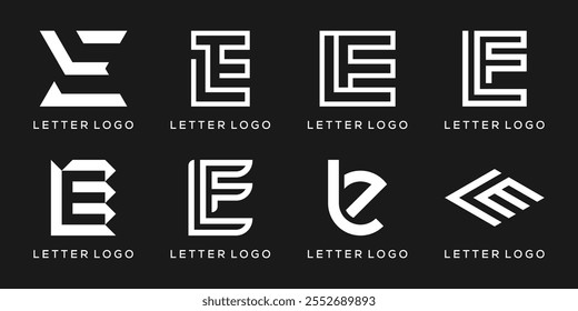 set of monogram letter LE, abstract logo design graphic vector icon