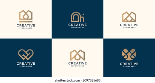 set of monogram letter m abstract with gradient gold color modern inspiration for business company.