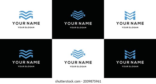 set monogram letter m logo
