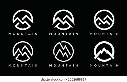 set of monogram letter M mountains, logo design graphic vector icon 