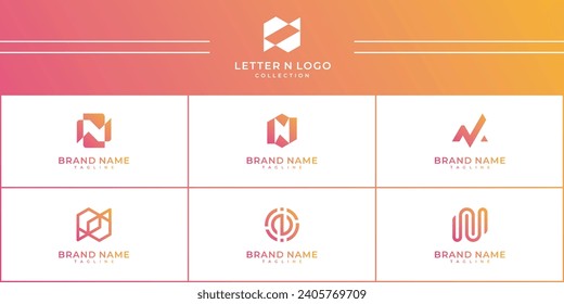 set of monogram letter N logo design template inspiration