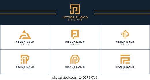 set of monogram letter P logo design vector