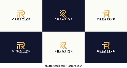 set of monogram letter R template design