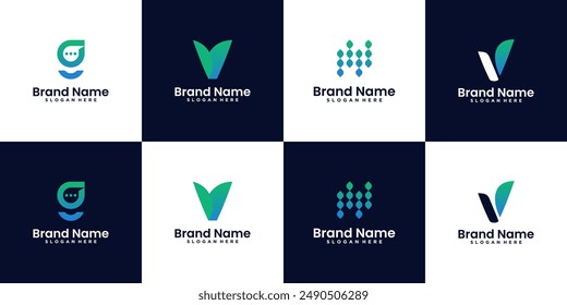 Set of Monogram Letter Technology logo design template