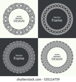 Set of monogram line vintage frames. Greeting cards. Wedding invitations. Retro style. Vector logo template, labels and badges