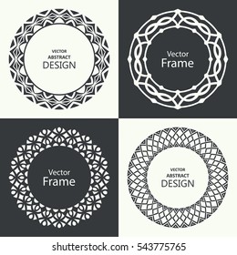 Set of monogram line vintage frames. Greeting cards. Wedding invitations. Retro style. Vector logo template, labels and badges