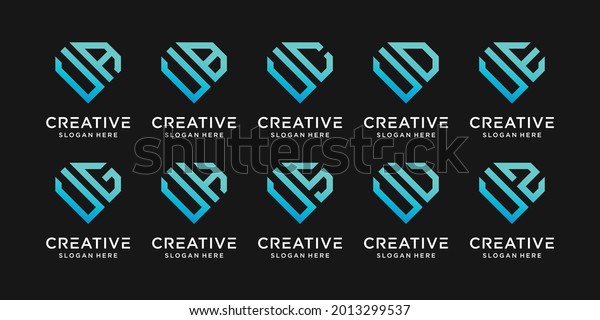 Set Monogram Logo Design Initial Letter Stock Vector (Royalty Free ...