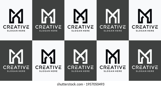 Set von monogram Logo Design Vorlage Anfangsbuchstaben M mit kreativem Konzept. Premium-Vektorgrafik