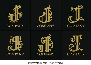 Set monogram logo letter j vintage collection