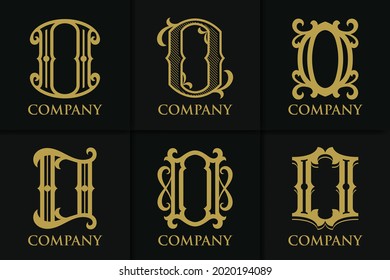 Set Monogram Logo Letter O Vintage Collection