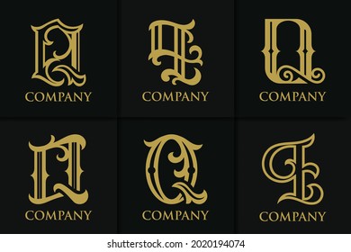 Set monogram logo letter q vintage collection