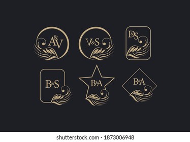 Set Monogram Luxury logo template flourishes