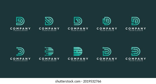 Set of monogram modern letter D logo design for company Premium Vecto
