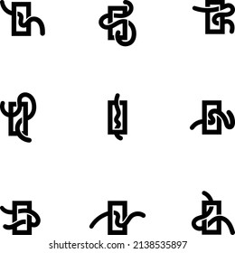 set monogram or monoline square logo suitable for businesses or companies in the fields of technology, construction, finance, agents, consultants, entertainment, beauty, health, jewelry, fashion