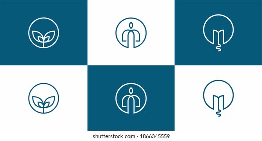 conjunto de plantillas de logotipo de iconos de personas con monograma