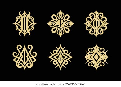 Set of monogram vector element.