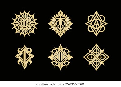 Set of monogram vector element.