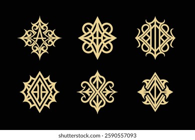 Set of monogram vector element.