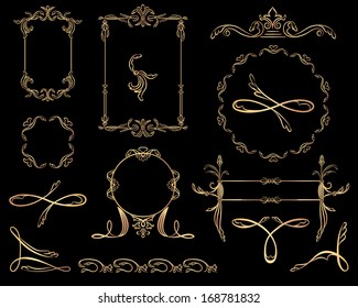 Set monograms and elements for the framework in Golden hues.