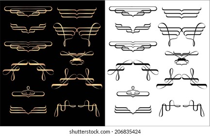 Set monograms and elements for the framework in Golden hues.