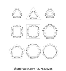 Set of the monograms with hearts. Valentine's day decorative elements.