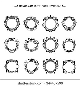 the set of monograms with shoe symbols