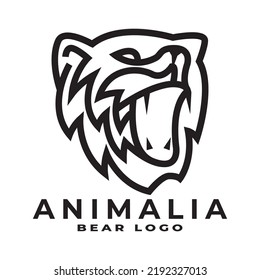 Set monoline bear logo design Vector