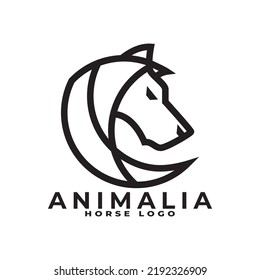 Set monoline horse logo design Vector