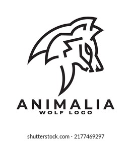 Set monoline wolf logo design Vector
