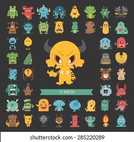 Set of monster characters poses , eps10 vector format