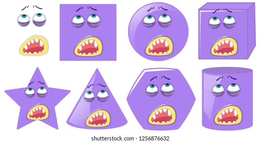 Set of monster face expression illustration