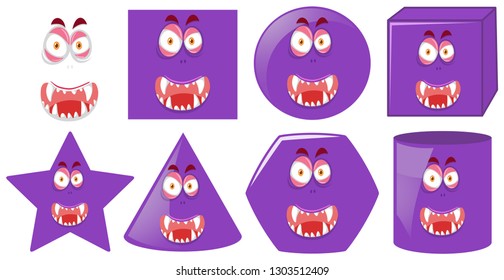 Set of monster facial expression illustration