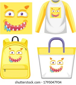Set of monster outfit mockup illustration